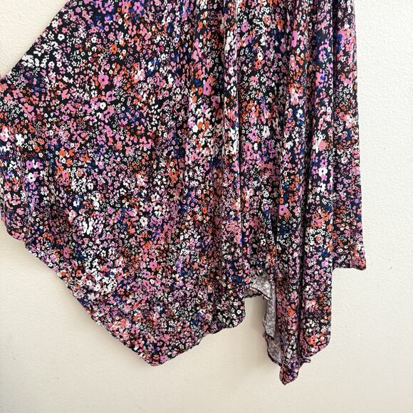 Maje Rayemi Midi Dress Size 36 Noir Rose Floral Print Asymmetric Girly Summer - Picture 8 of 16